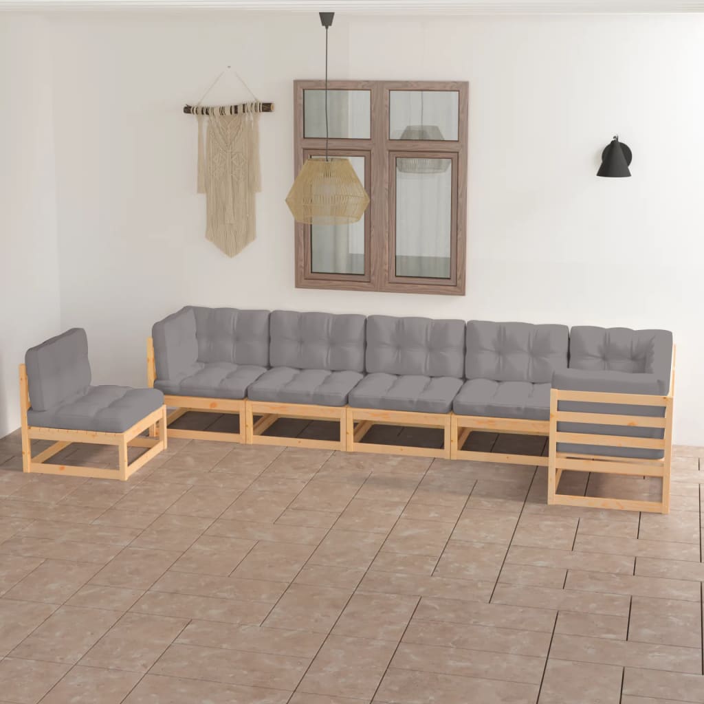 vidaXL 7-tlg. Garten-Lounge-Set Massivholz Kiefer