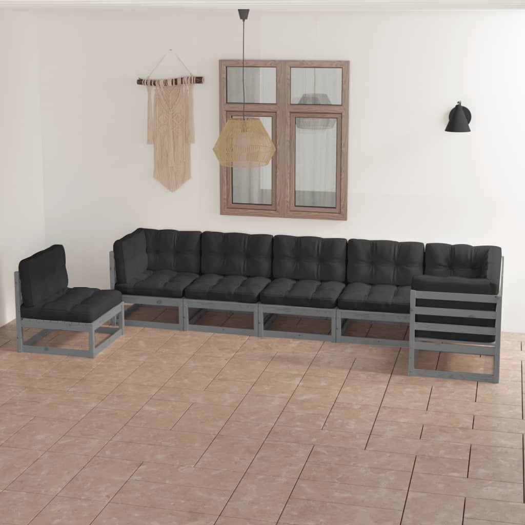 vidaXL 7-tlg. Garten-Lounge-Set Massivholz Kiefer