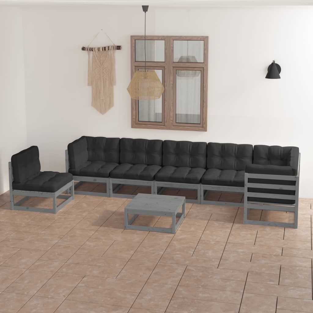 vidaXL 8-tlg. Garten-Lounge-Set Massivholz Kiefer