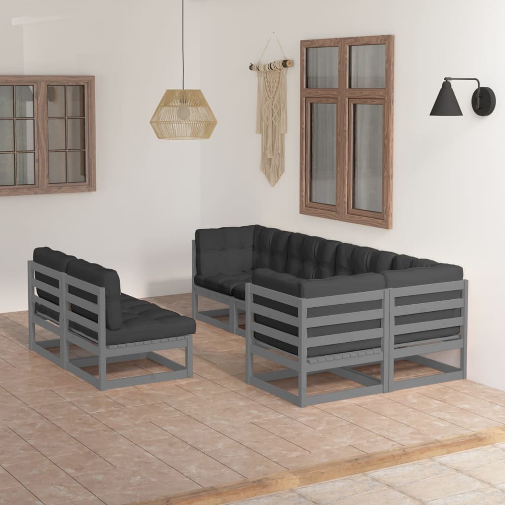 vidaXL 7-tlg. Garten-Lounge-Set Massivholz Kiefer