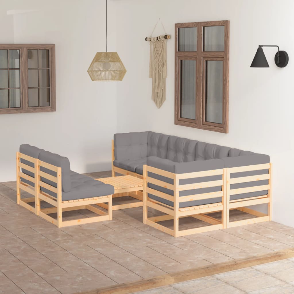 vidaXL 8-tlg. Garten-Lounge-Set Massivholz Kiefer