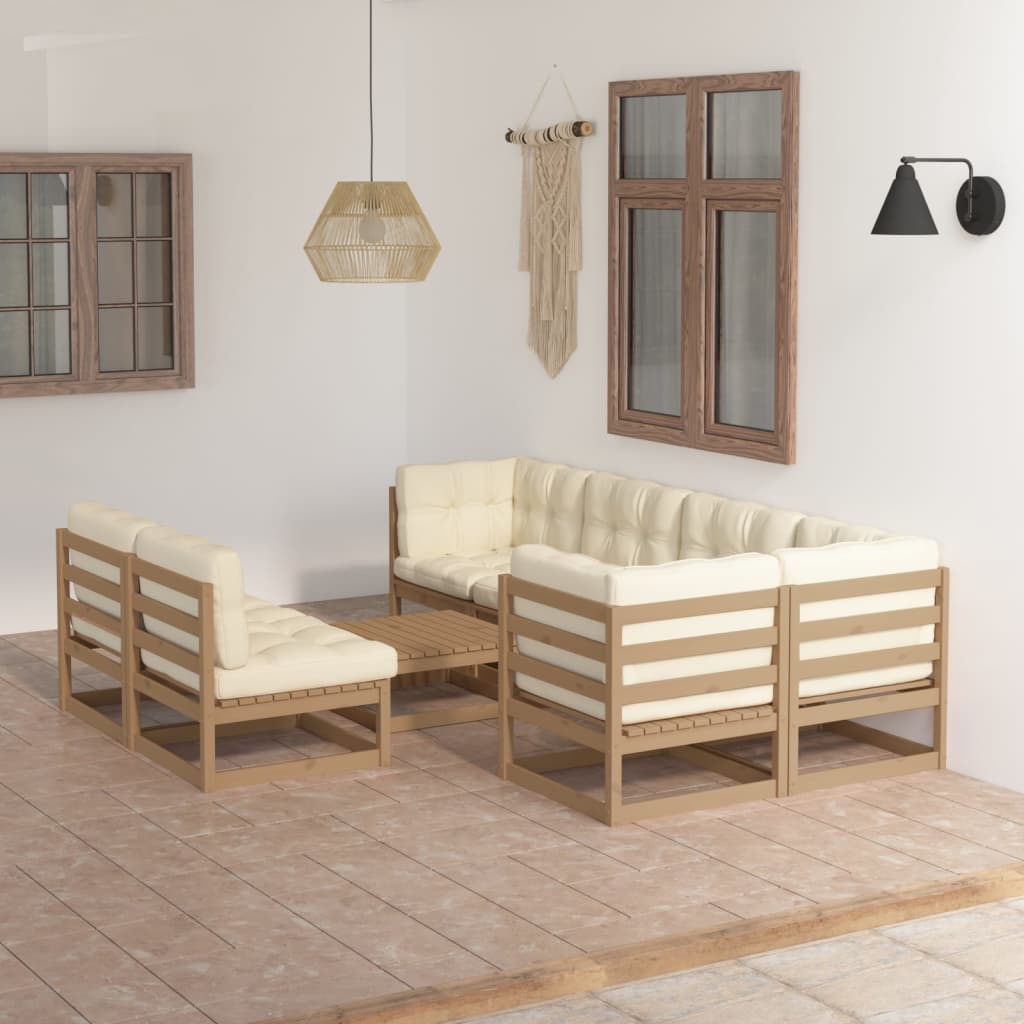 vidaXL 8-tlg. Garten-Lounge-Set Massivholz Kiefer