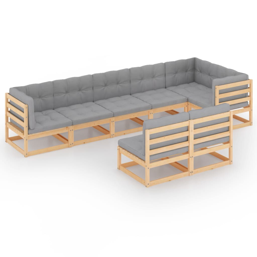vidaXL 8-tlg. Garten-Lounge-Set mit Kissen Massivholz Kiefer