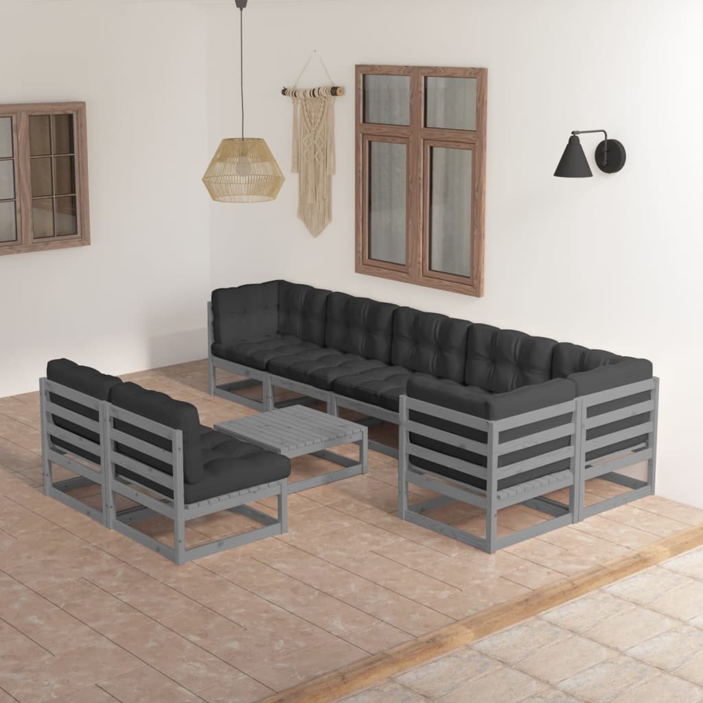 vidaXL 9-tlg. Garten-Lounge-Set Honigbraun Massivholz Kiefer