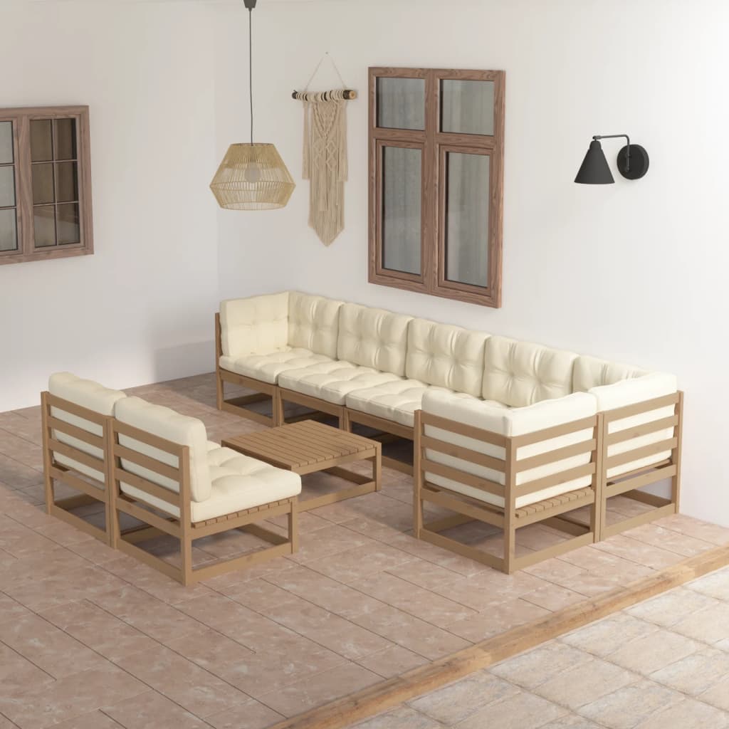 vidaXL 9-tlg. Garten-Lounge-Set Honigbraun Massivholz Kiefer