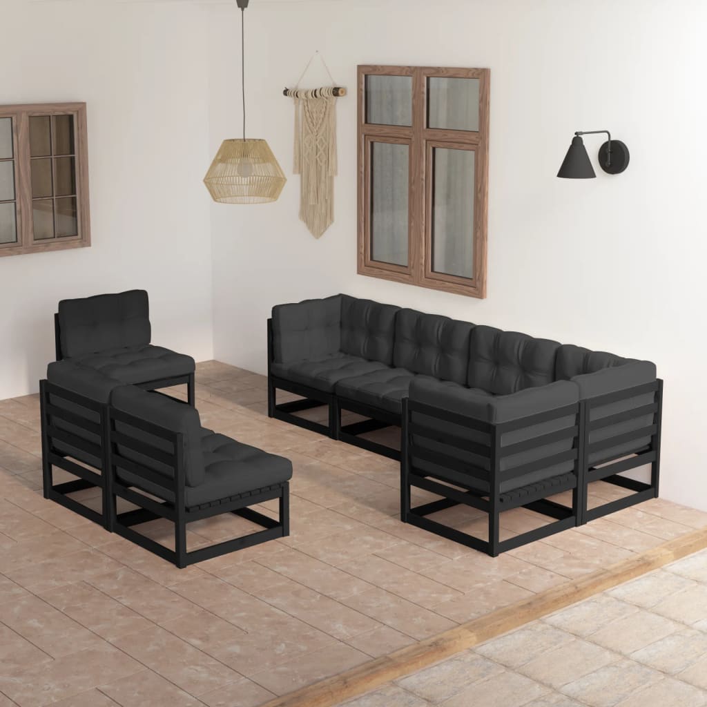 vidaXL 8-tlg. Garten-Lounge-Set Grau Massivholz Kiefer