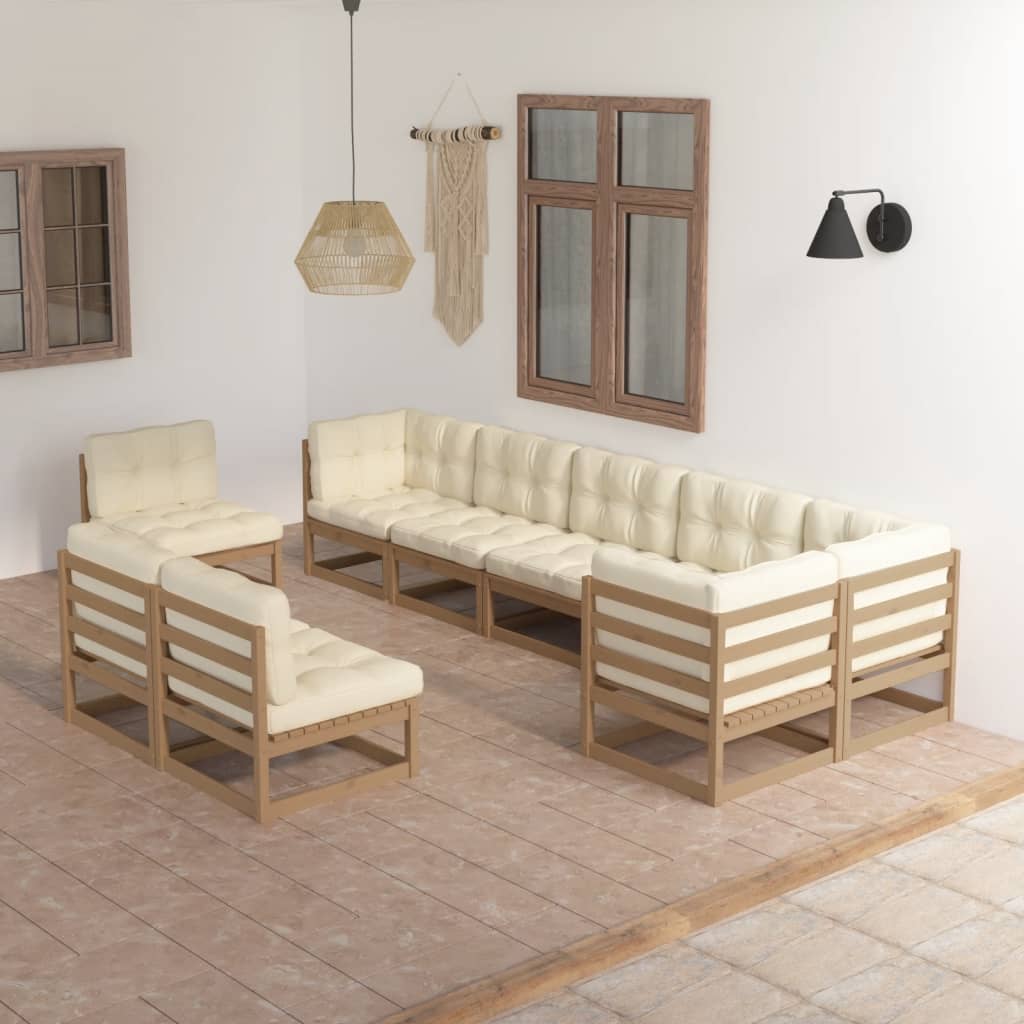 vidaXL 9-tlg. Garten-Lounge-Set Grau Kiefer Massivholz