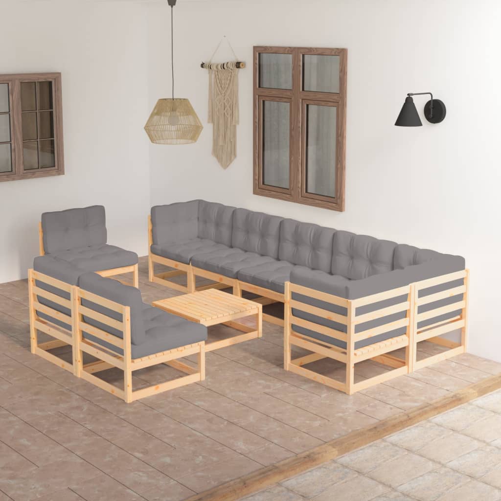 vidaXL 10-tlg. Garten-Lounge-Set Honigbraun Massivholz Kiefer