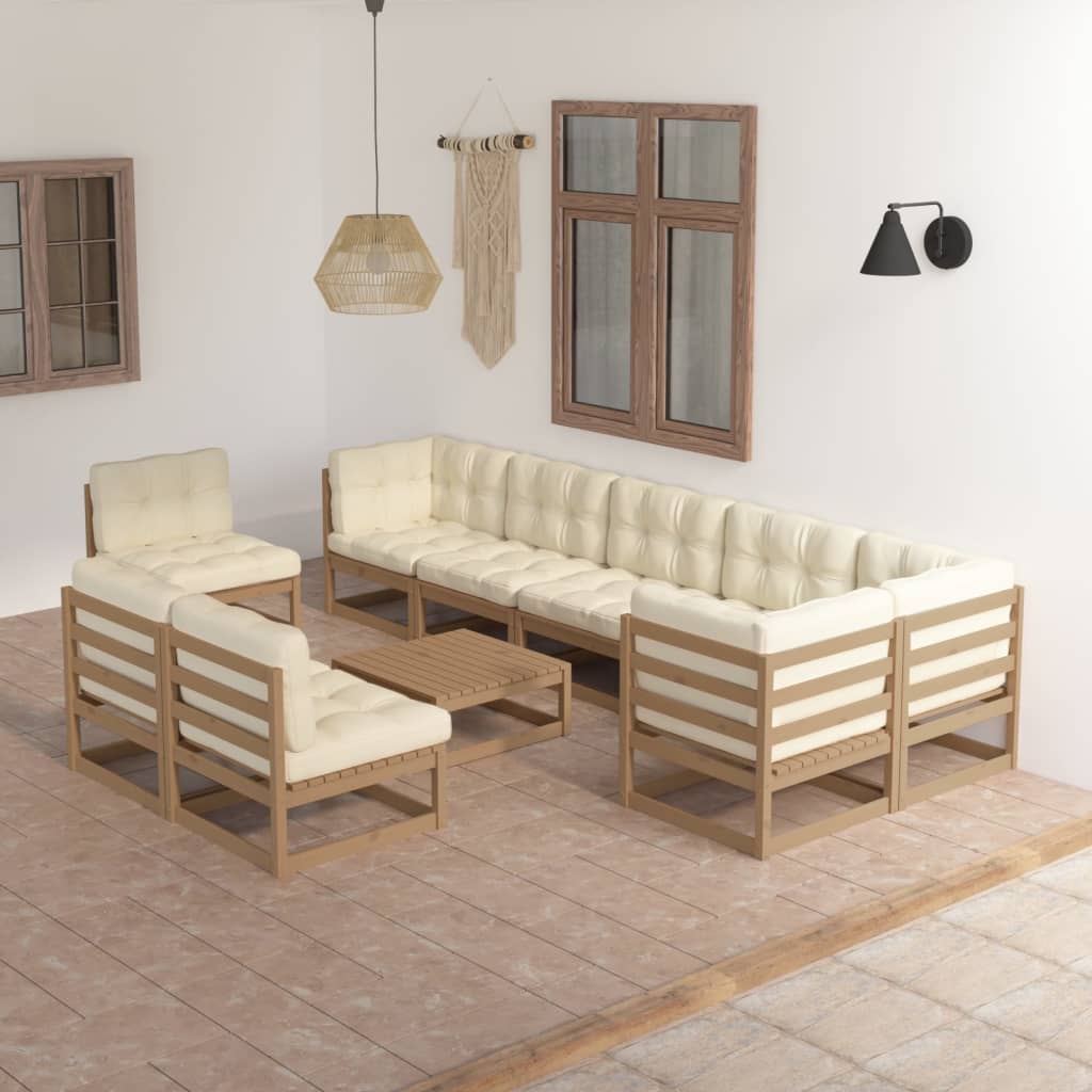 vidaXL 10-tlg. Garten-Lounge-Set Honigbraun Massivholz Kiefer
