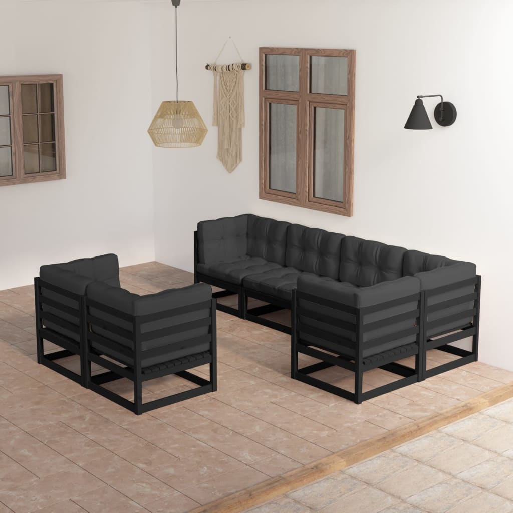vidaXL 7-tlg. Garten-Lounge-Set Grau Massivholz Kiefer
