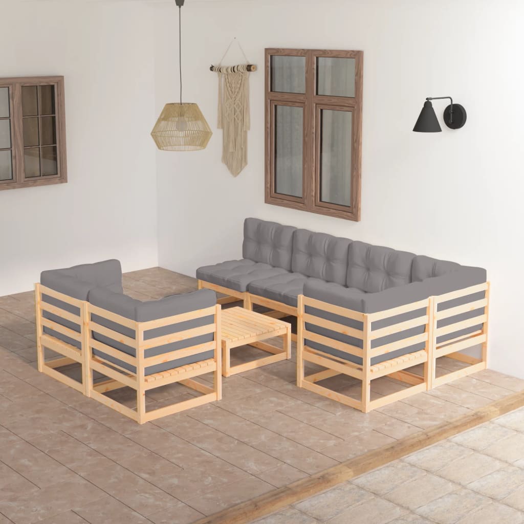 vidaXL 8-tlg. Garten-Lounge-Set Massivholz Kiefer