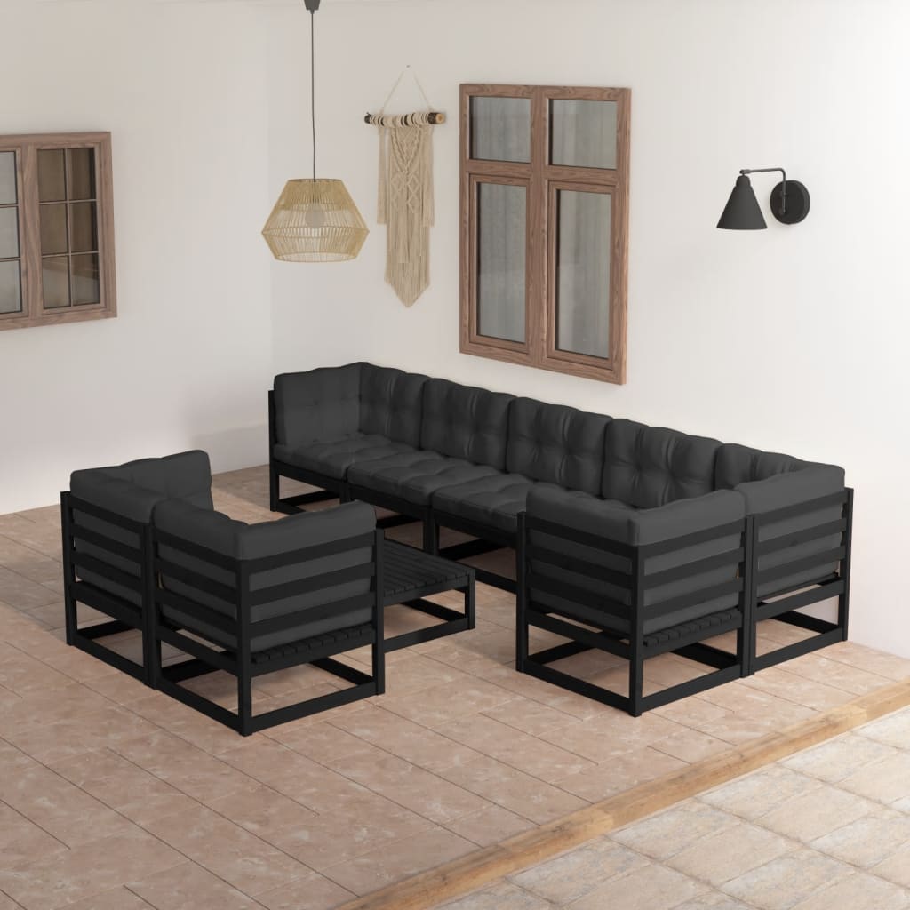 vidaXL 9-tlg. Garten-Lounge-Set Massivholz Kiefer
