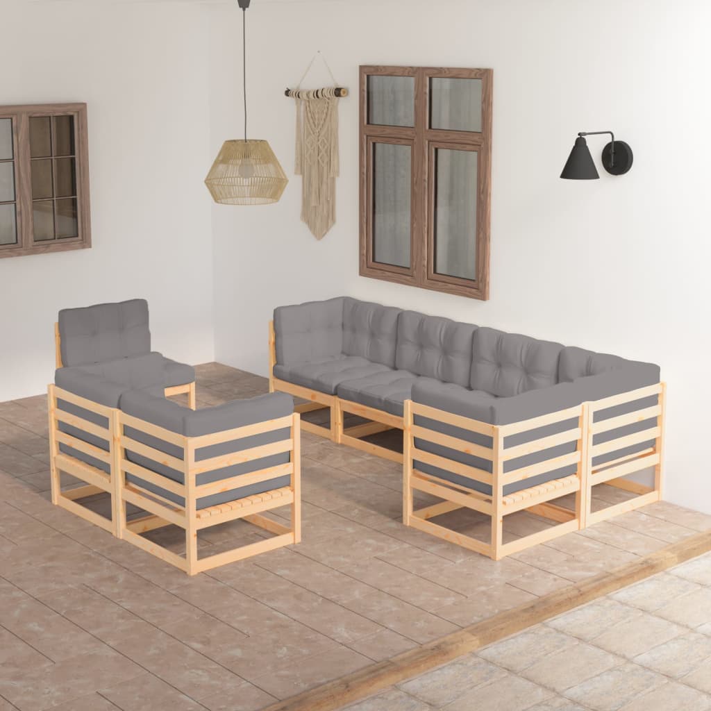 vidaXL 8-tlg. Garten-Lounge-Set Massivholz Kiefer