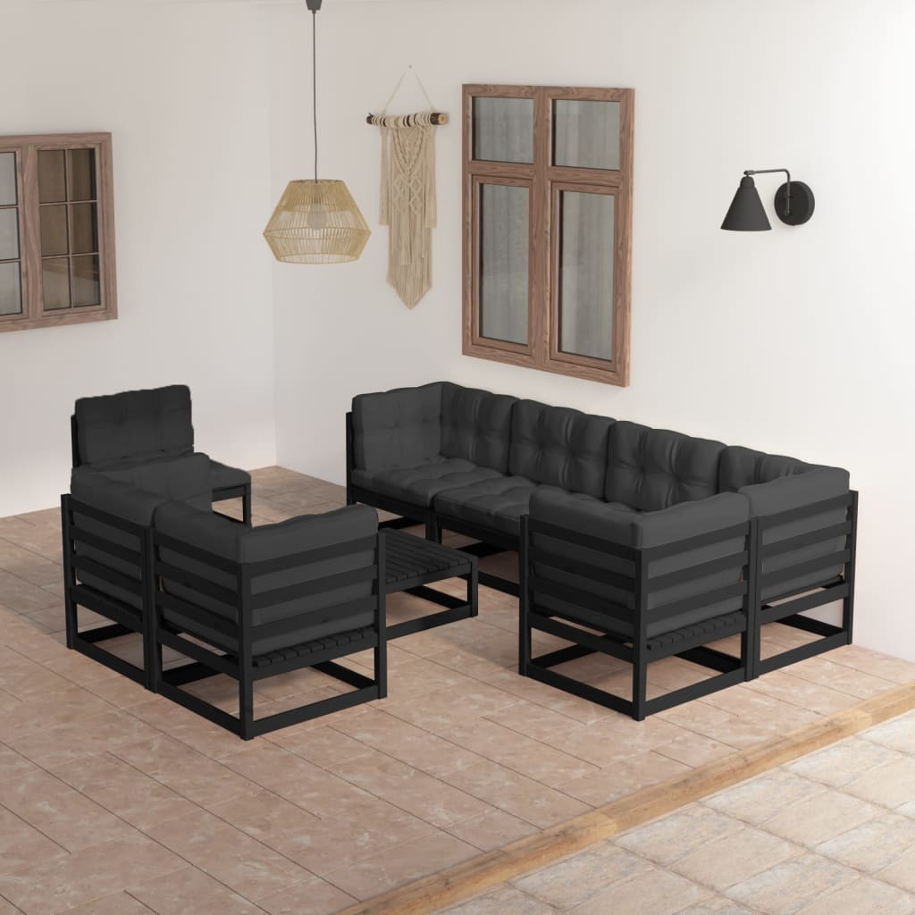 vidaXL 9-tlg. Garten-Lounge-Set Massivholz Kiefer