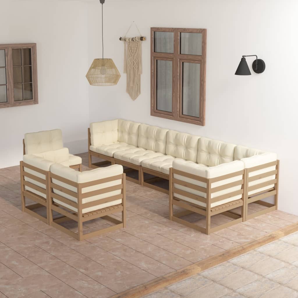 vidaXL 9-tlg. Garten-Lounge-Set Massivholz Kiefer