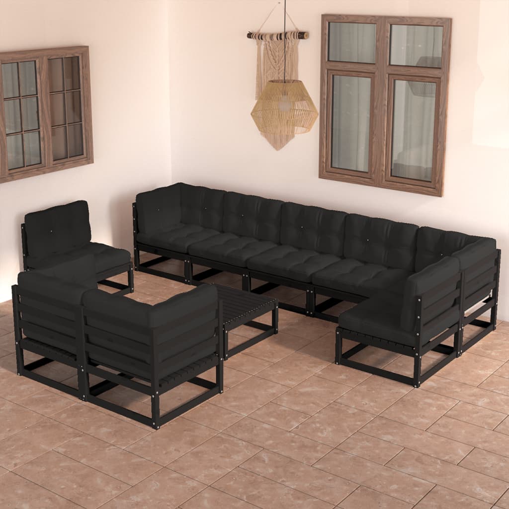vidaXL 10-tlg. Garten-Lounge-Set Massivholz Kiefer