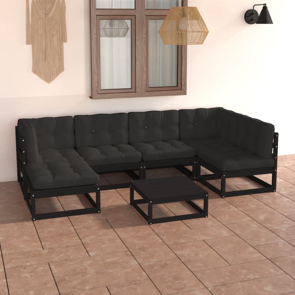 vidaXL 7-tlg. Garten-Lounge-Set Massivholz Kiefer