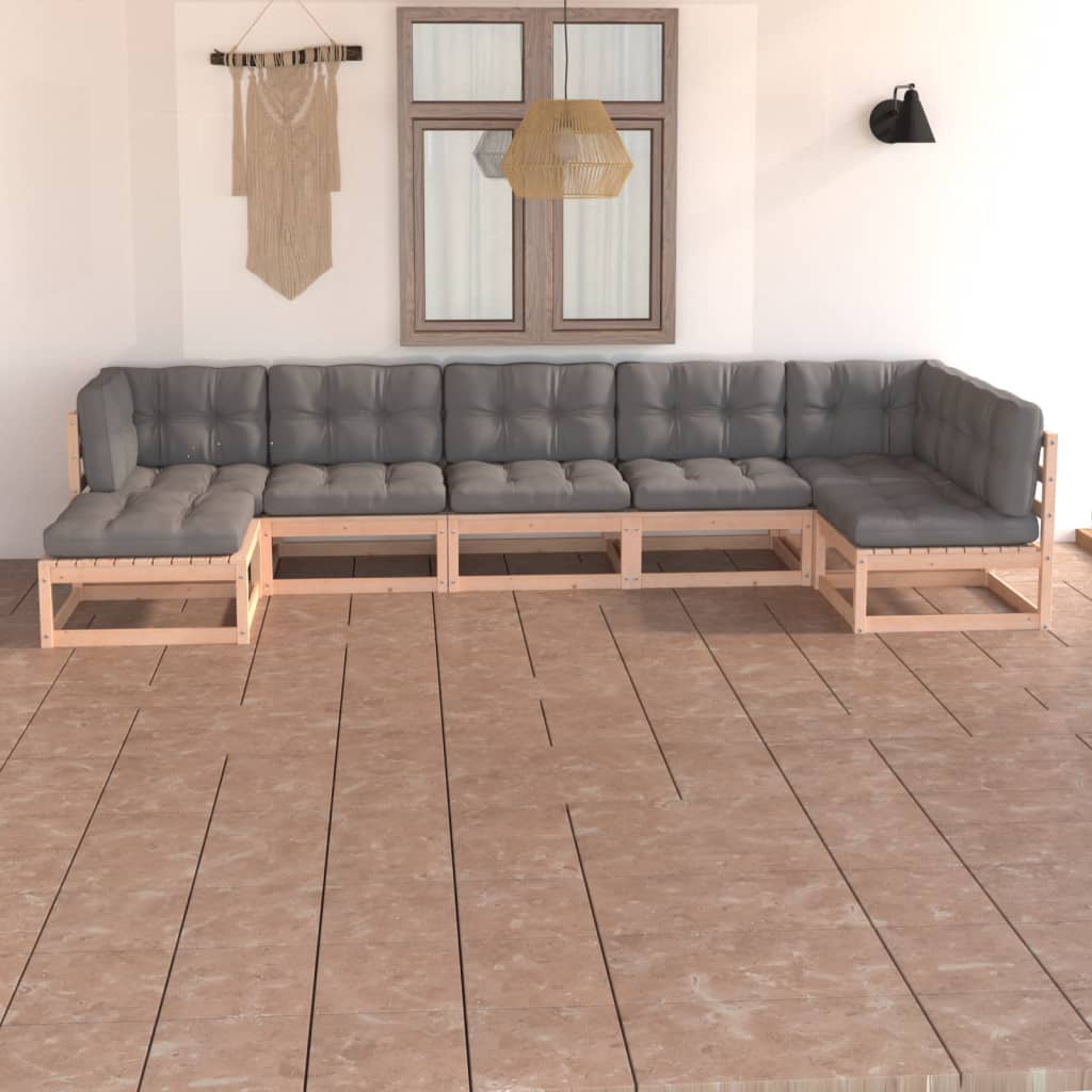vidaXL 7-tlg. Garten-Lounge-Set Massivholz Kiefer