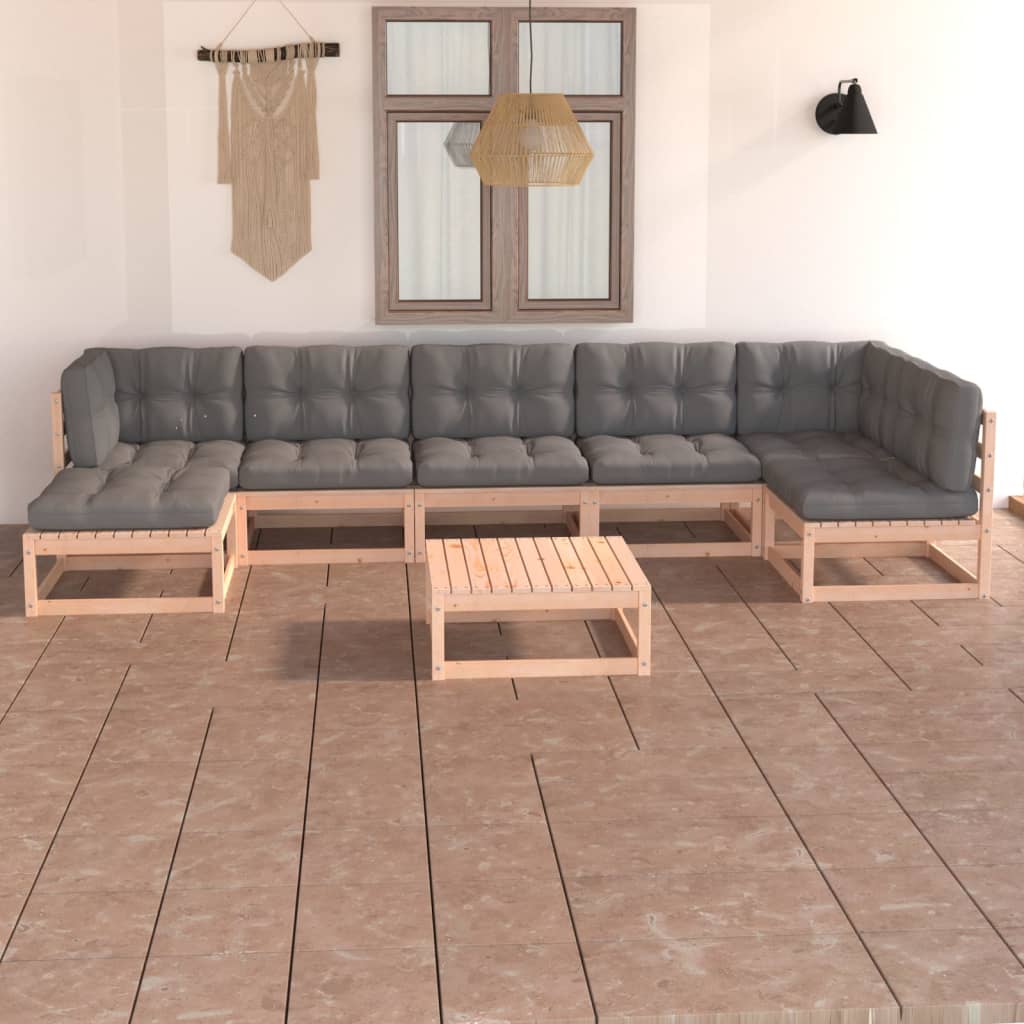 vidaXL 8-tlg. Garten-Lounge-Set Massivholz Kiefer