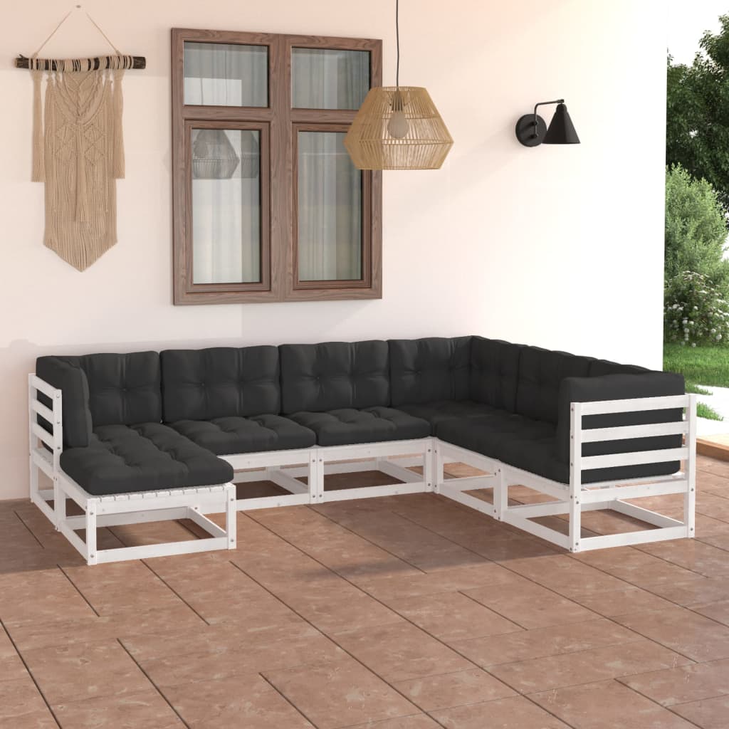 vidaXL 7-tlg. Garten-Lounge-Set Massivholz Kiefer