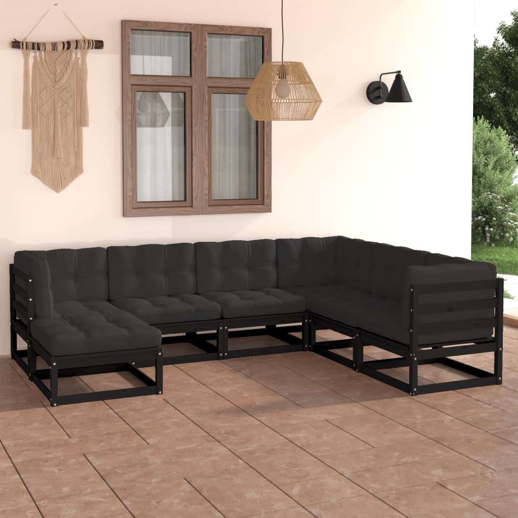 vidaXL 7-tlg. Garten-Lounge-Set Massivholz Kiefer