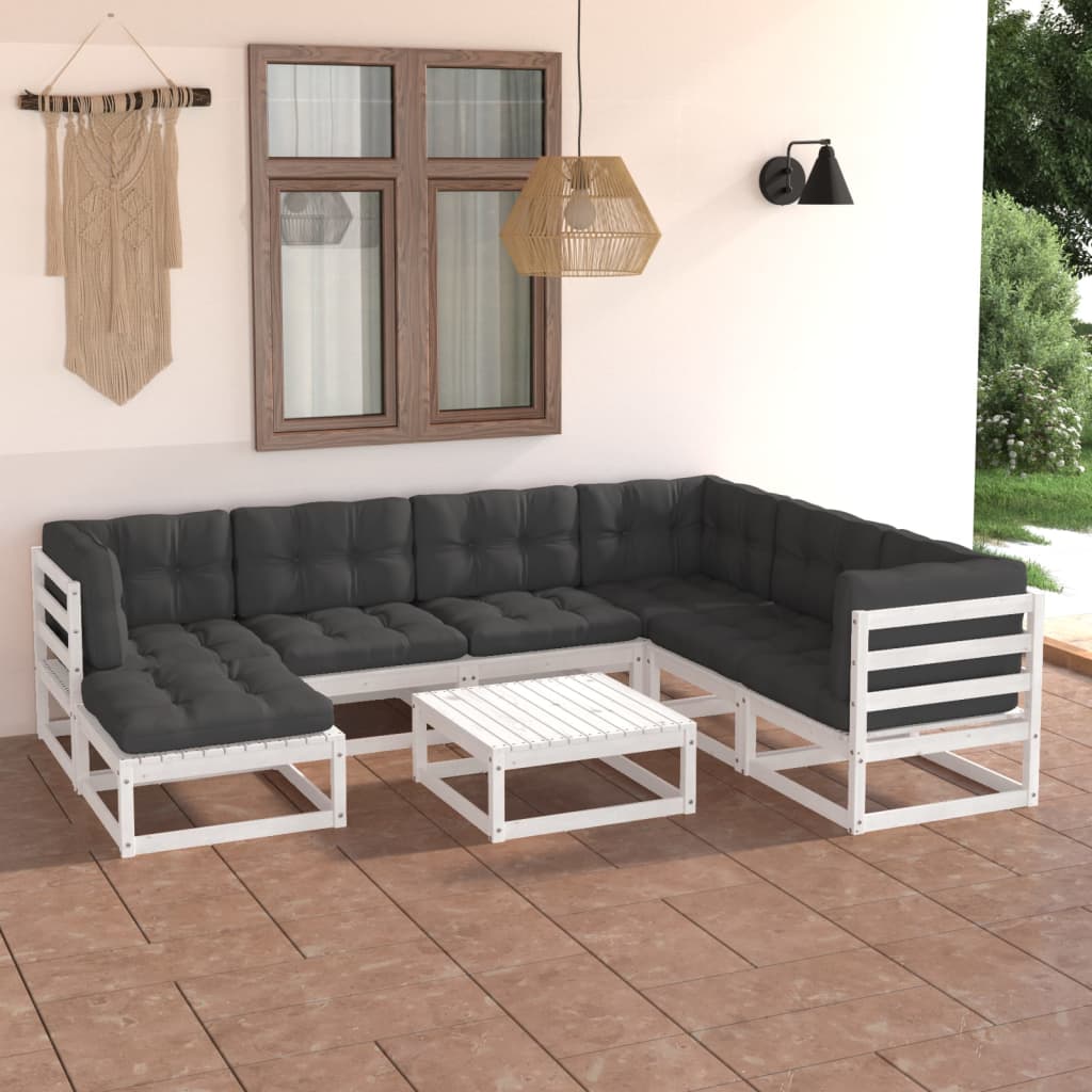 vidaXL 8-tlg. Garten-Lounge-Set Massivholz Kiefer