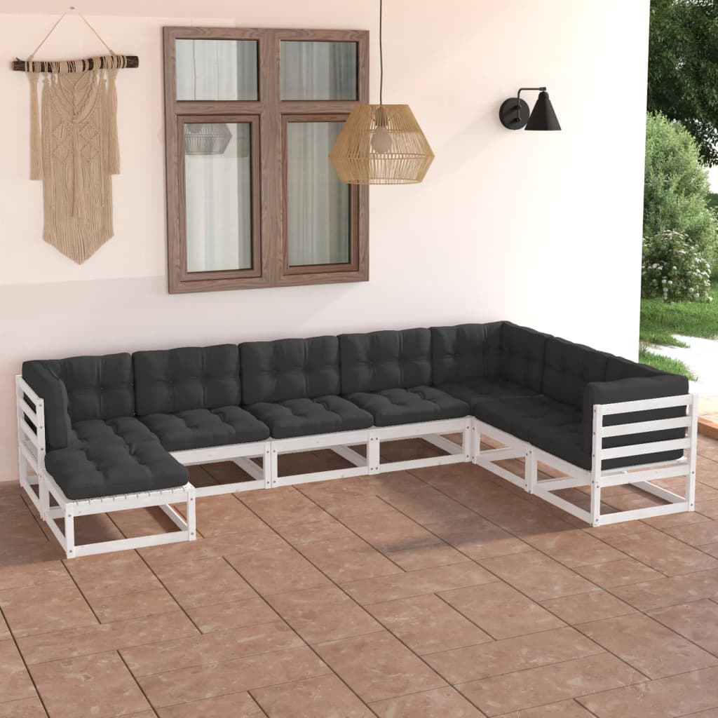 vidaXL 8-tlg. Garten-Lounge-Set Massivholz Kiefer