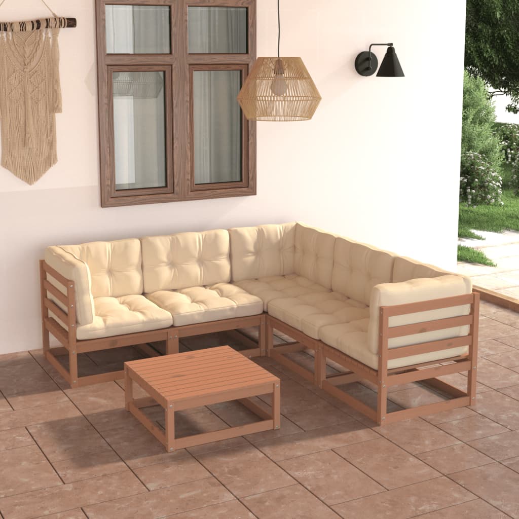 vidaXL 6-tlg. Garten-Lounge-Set Massivholz Kiefer