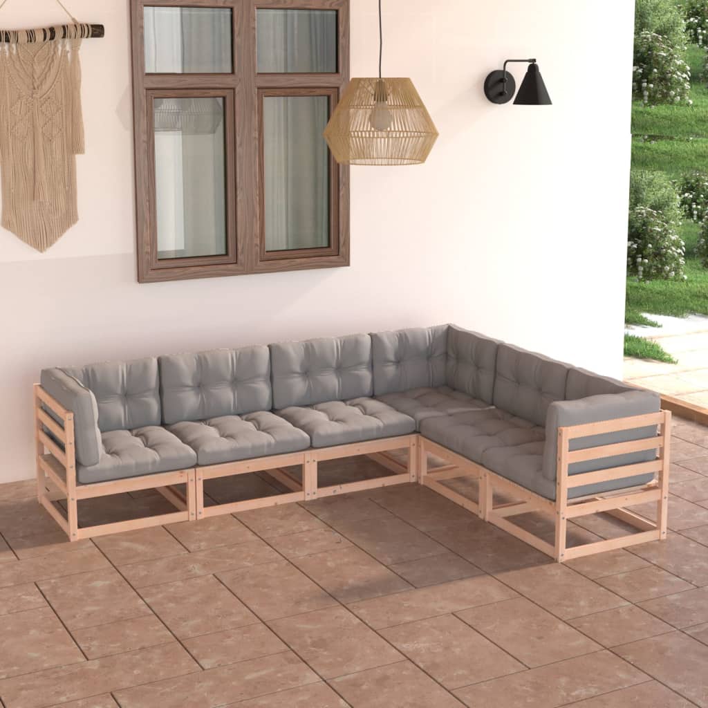 vidaXL 6-tlg. Garten-Lounge-Set Massivholz Kiefer