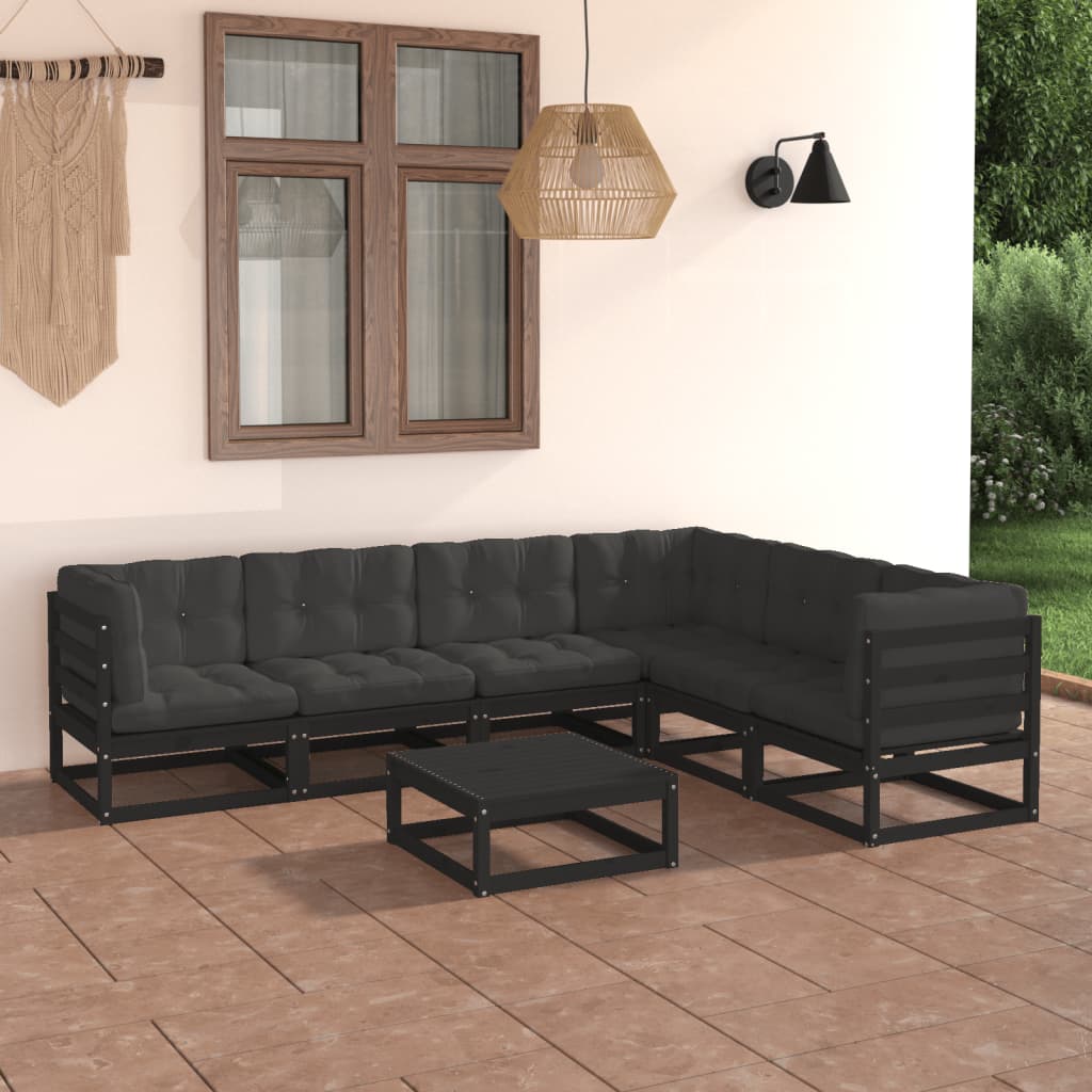 vidaXL 7-tlg. Garten-Lounge-Set Massivholz Kiefer