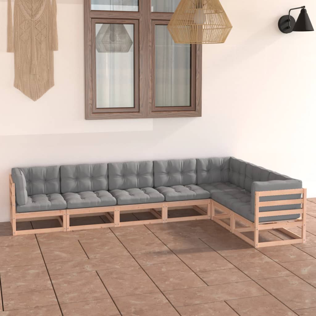 vidaXL 7-tlg. Garten-Lounge-Set Massivholz Kiefer