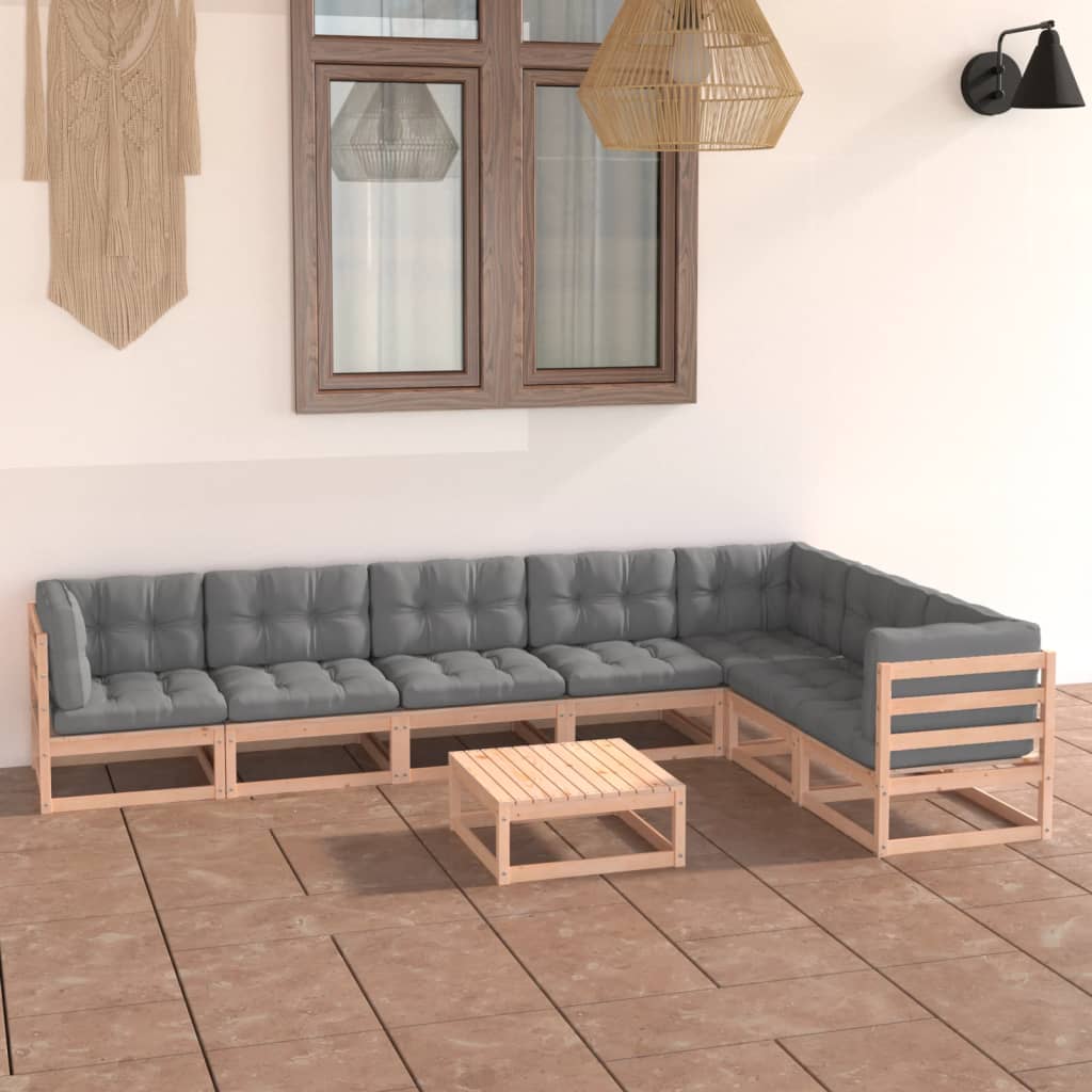 vidaXL 8-tlg. Garten-Lounge-Set Massivholz Kiefer