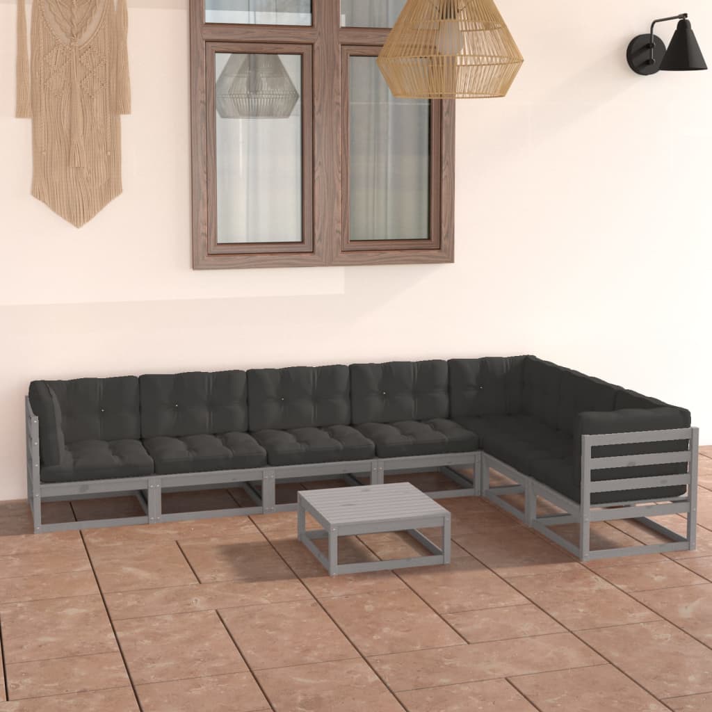vidaXL 8-tlg. Garten-Lounge-Set Massivholz Kiefer