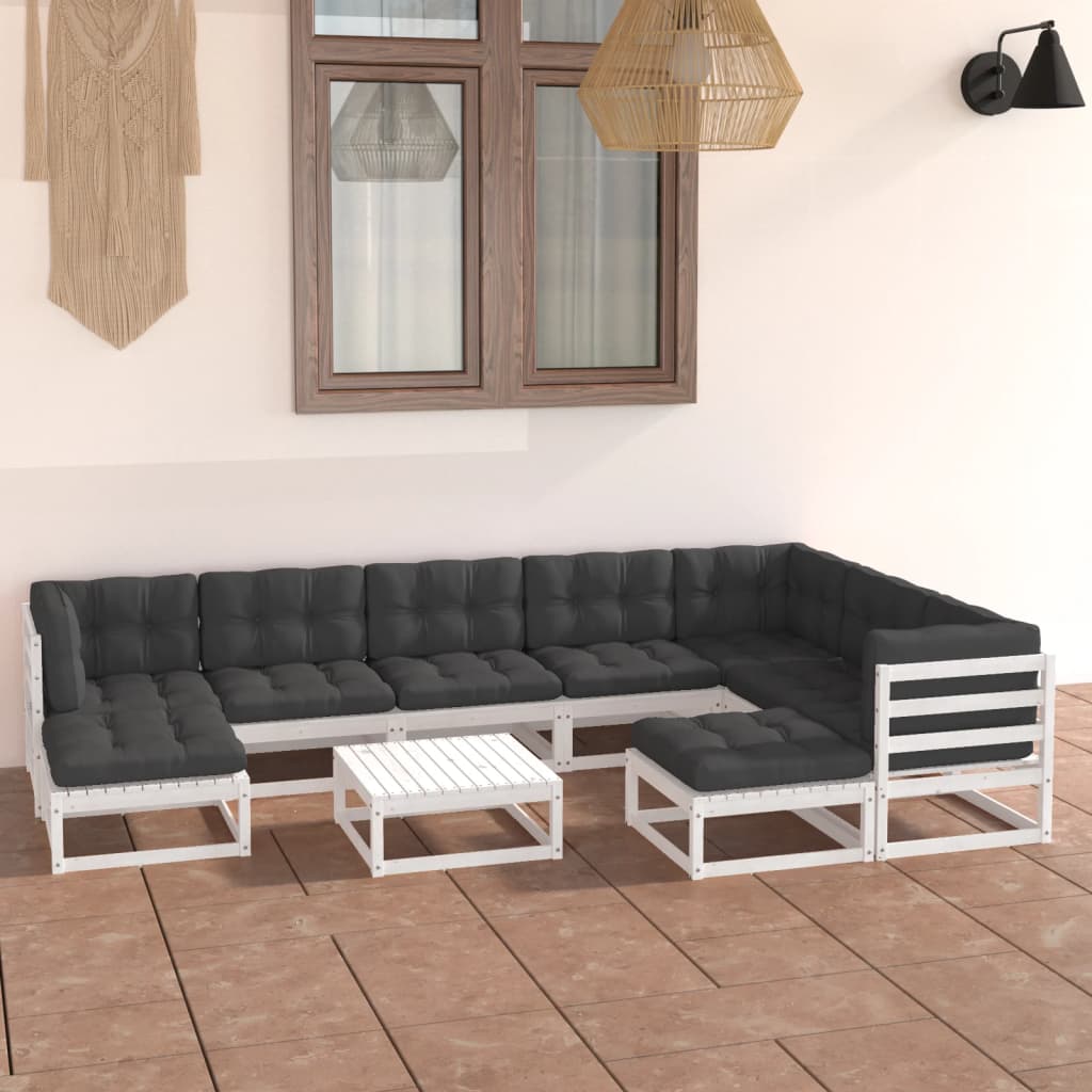 vidaXL 10-tlg. Garten-Lounge-Set Massivholz Kiefer