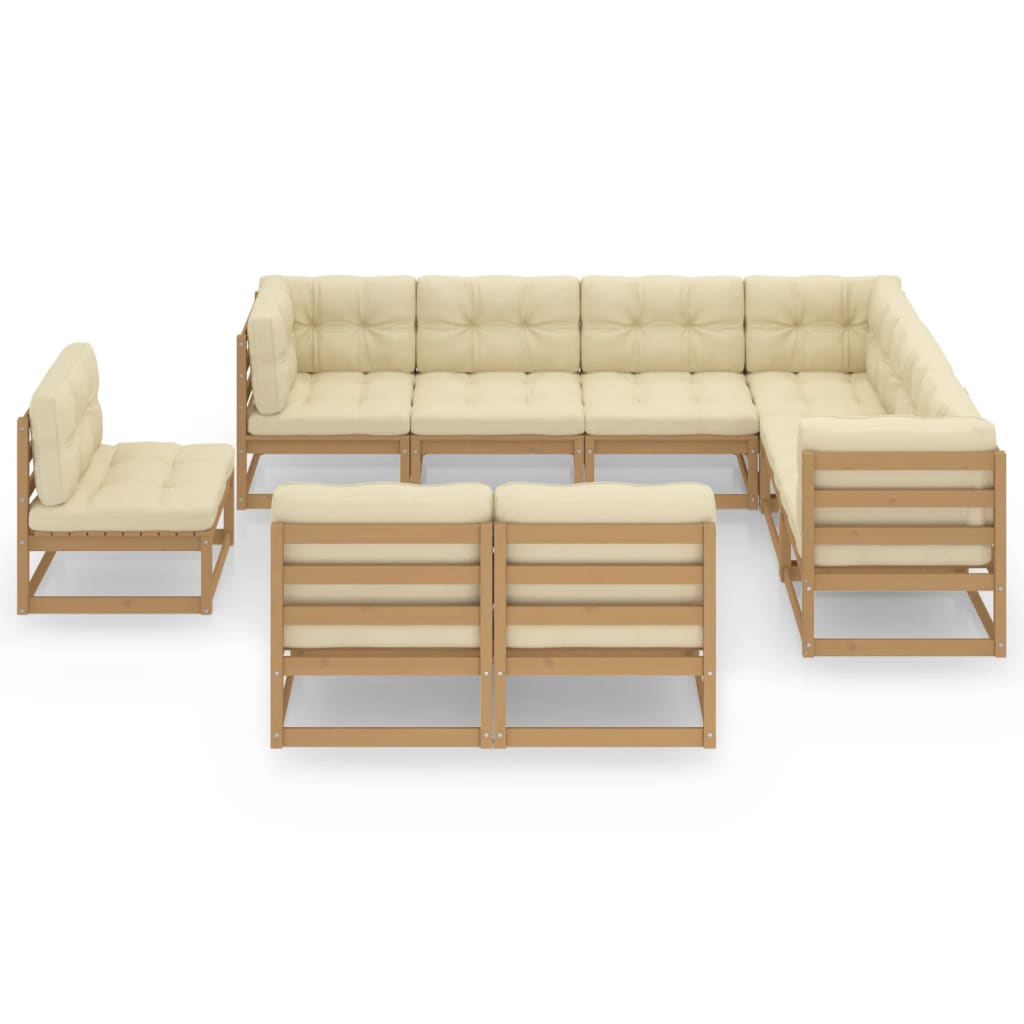 vidaXL 9-tlg. Garten-Lounge-Set Grau Kiefer Massivholz