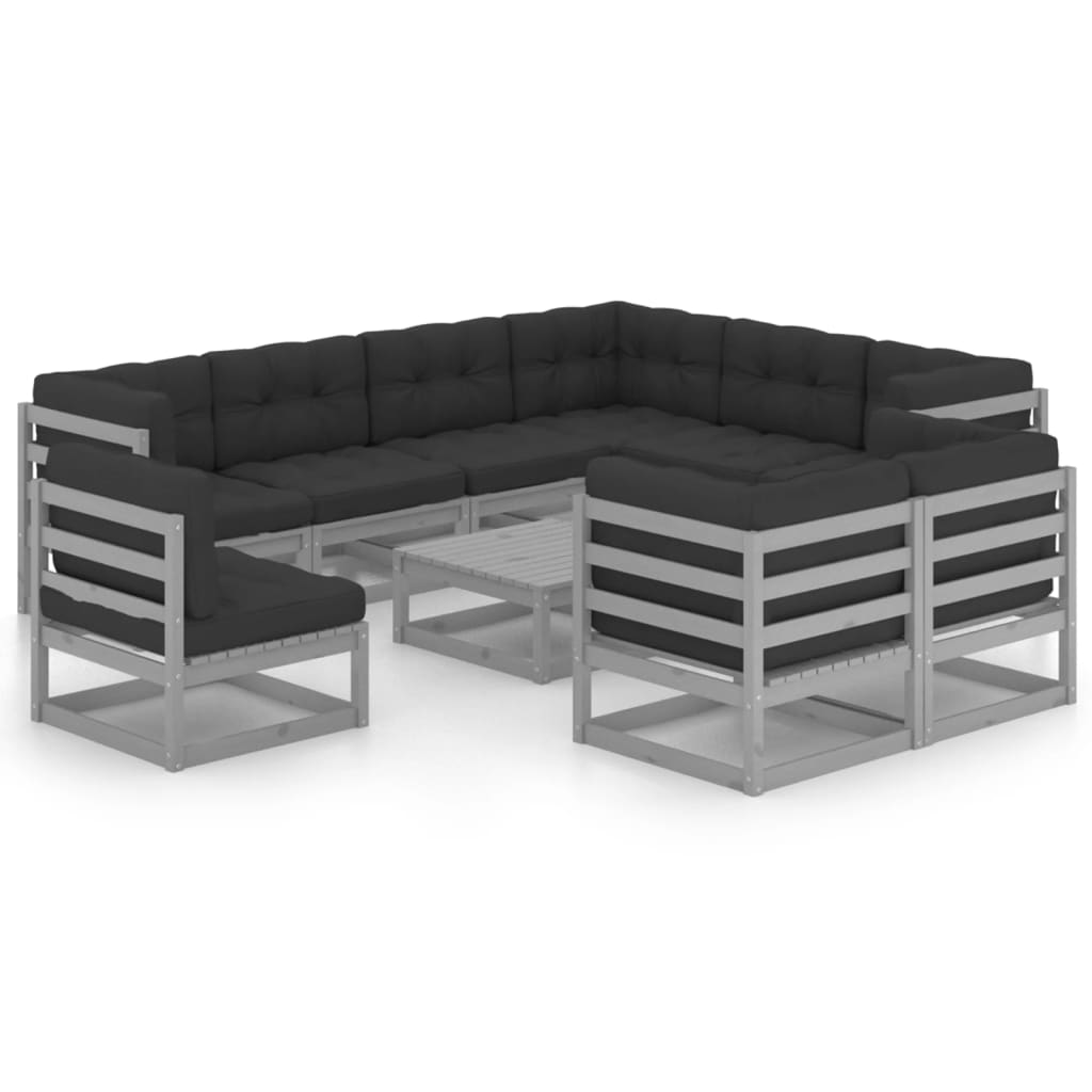 vidaXL 10-tlg. Garten-Lounge-Set Massivholz Kiefer