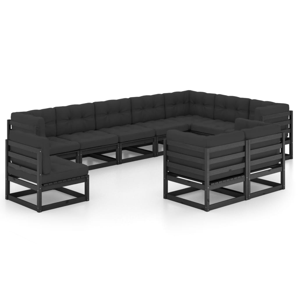 vidaXL 10-tlg. Garten-Lounge-Set Grau Kiefer Massivholz