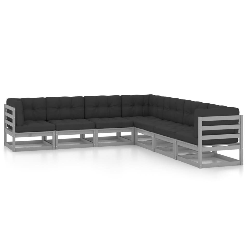 vidaXL 7-tlg. Garten-Lounge-Set Massivholz Kiefer