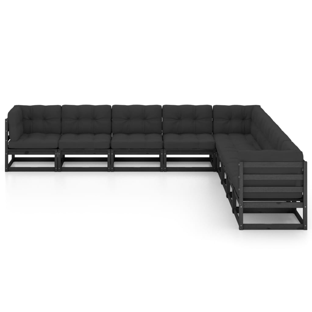 vidaXL 9-tlg. Garten-Lounge-Set Grau Kiefer Massivholz