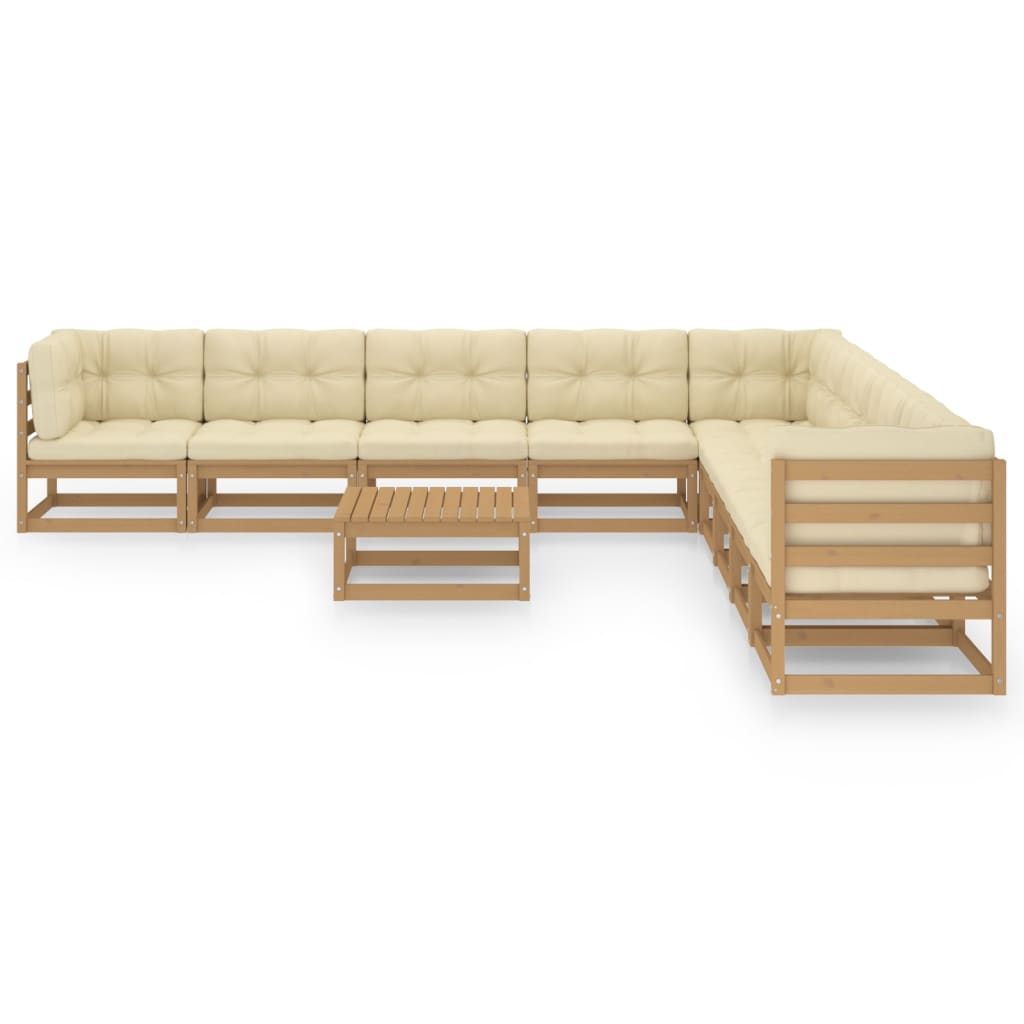 vidaXL 10-tlg. Garten-Lounge-Set Honigbraun Massivholz Kiefer