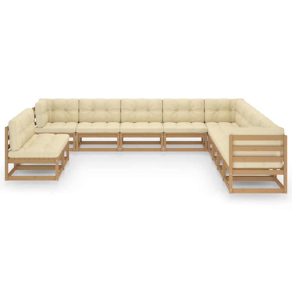 vidaXL 11-tlg. Garten-Lounge-Set Honigbraun Massivholz Kiefer