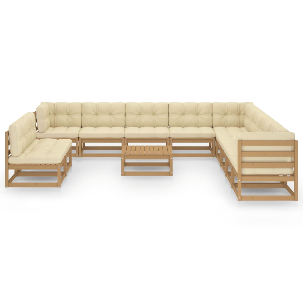 vidaXL 12-tlg. Garten-Lounge-Set Honigbraun Massivholz Kiefer