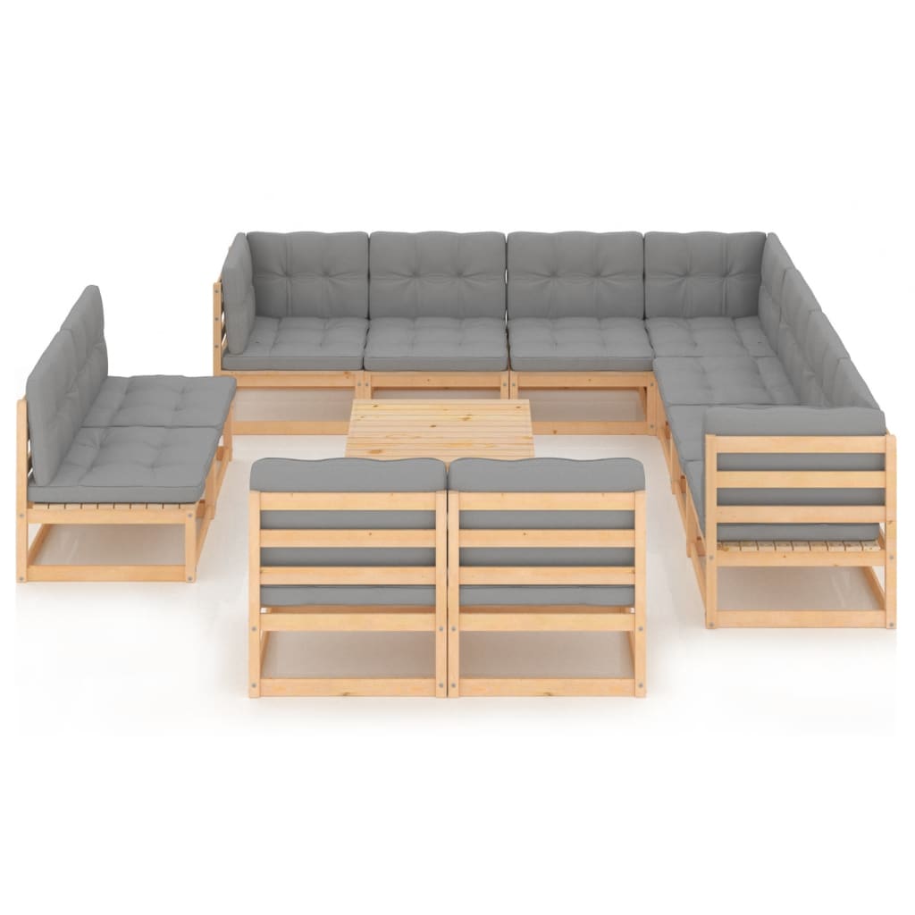 vidaXL 12-tlg. Garten-Lounge-Set Honigbraun Massivholz Kiefer