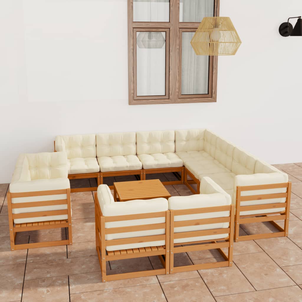 vidaXL 12-tlg. Garten-Lounge-Set Massivholz Kiefer