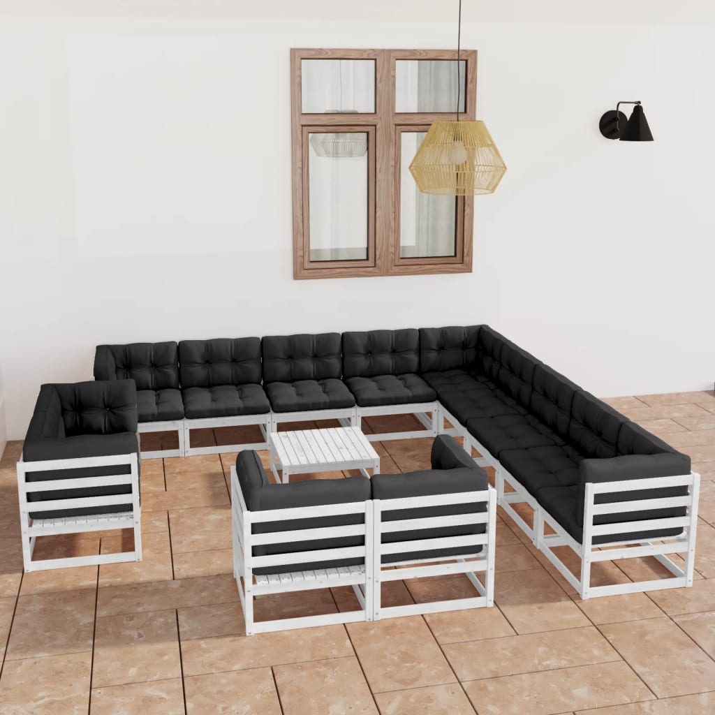 vidaXL 14-tlg. Garten-Lounge-Set mit Kissen Massivholz Kiefer