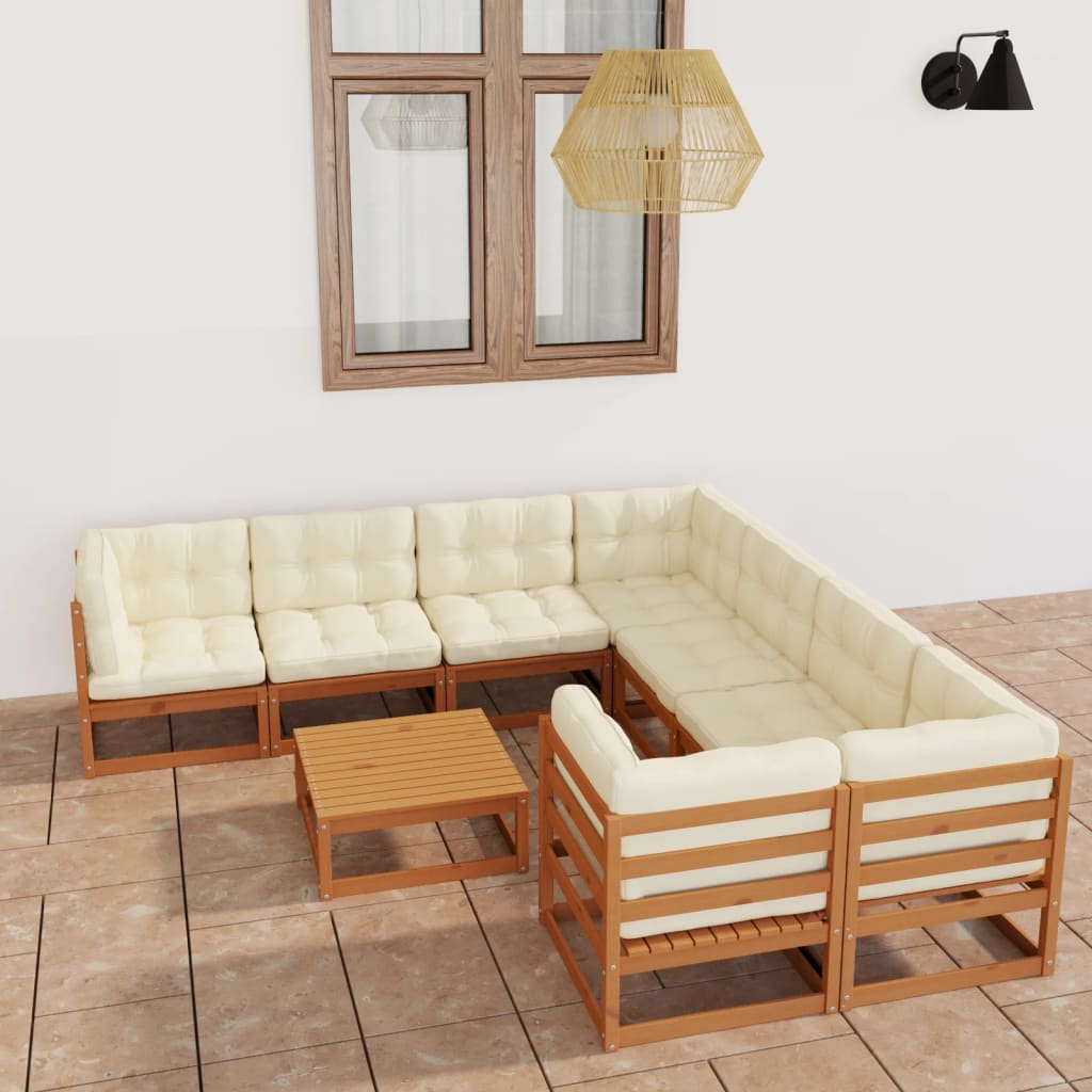 vidaXL 9-tlg. Garten-Lounge-Set Massivholz Kiefer