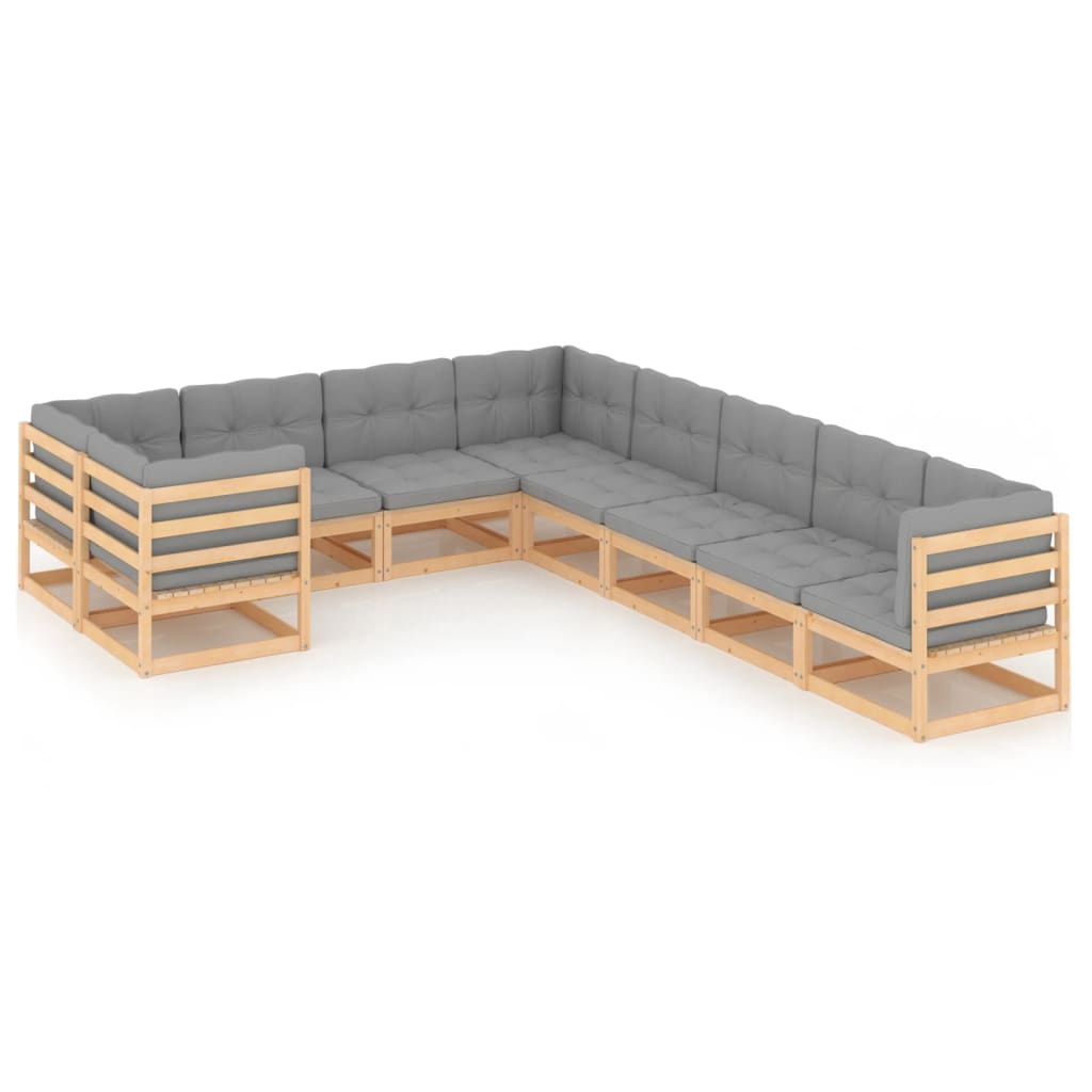 vidaXL 9-tlg. Garten-Lounge-Set Massivholz Kiefer