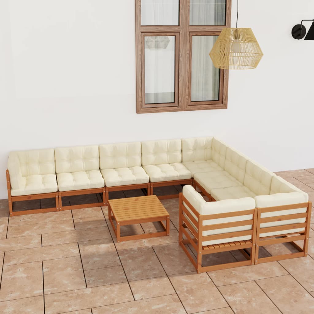 vidaXL 10-tlg. Garten-Lounge-Set Massivholz Kiefer