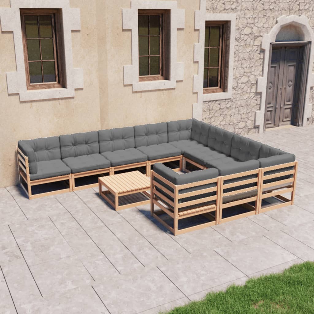 vidaXL 11-tlg. Garten-Lounge-Set Massivholz Kiefer