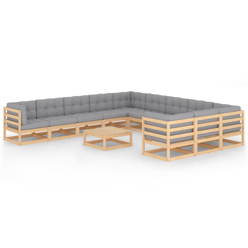 vidaXL 12-tlg. Garten-Lounge-Set Massivholz Kiefer
